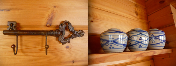 A kitchen hook - Some old tea pots